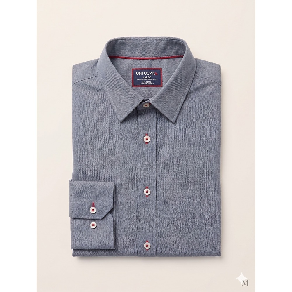 UNTUCKit Men's Large Button-Up Shirt Long Sleeve Slim Fit Blue Casual Top